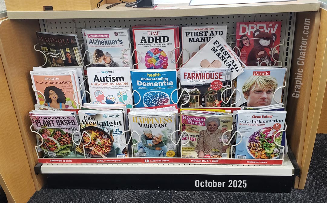 Magazine Rack at Drug Store October 2025